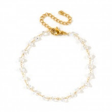 Gold chain bracelet with transparent glass beads
